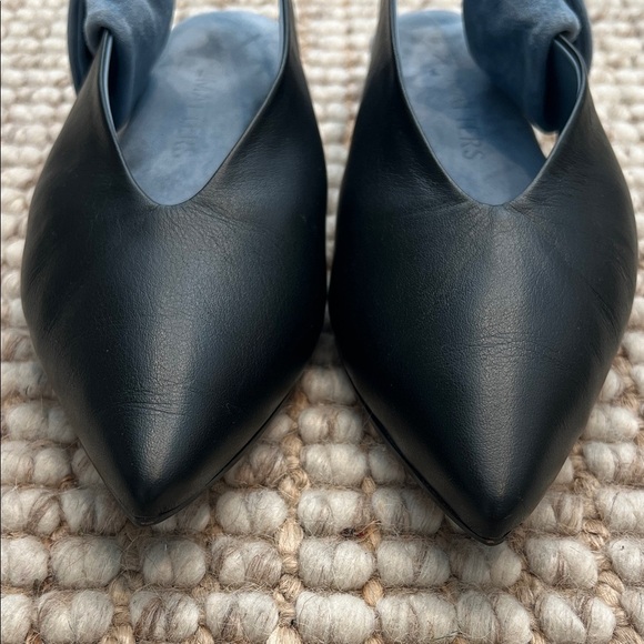 Gray Matters Black and Blue Leather Slingback Flats - Picture 6 of 8